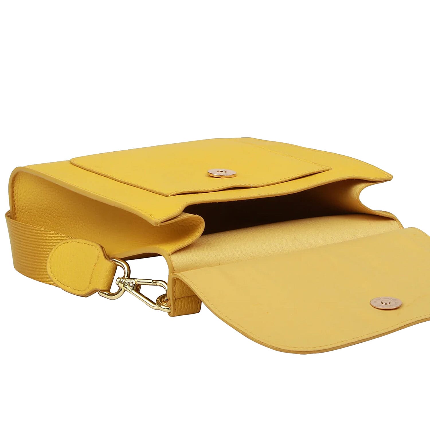 Alice Wheeler London Bloomsbury Vegan Leather Crossbody Bag - Adjustable Strap & Bee Insignia - Yellow