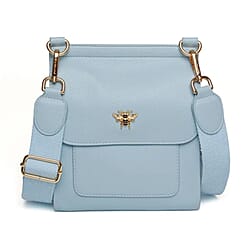 Alice Wheeler London Bloomsbury Vegan Leather Crossbody Bag - Adjustable Strap & Bee Insignia - Pastel Pink