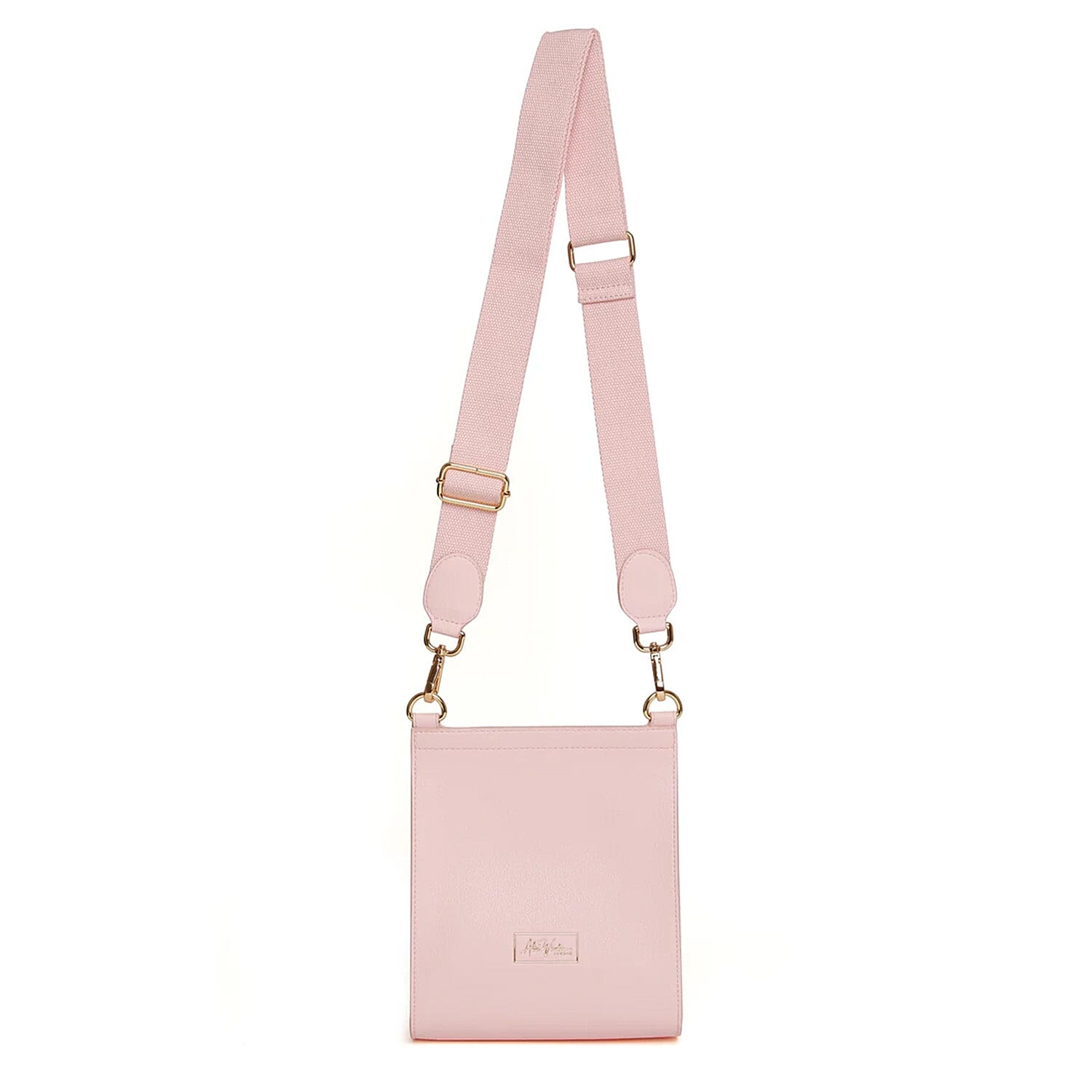 Alice Wheeler London Bloomsbury Vegan Leather Crossbody Bag - Adjustable Strap & Bee Insignia - Pastel Pink