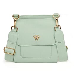 Alice Wheeler London Bloomsbury Vegan Leather Crossbody Bag - Adjustable Strap & Bee Insignia - Pastel Pink
