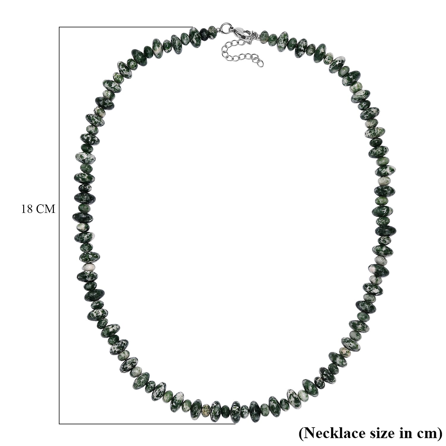 Green Agate Necklace (Size - 20-2 Ext) with Lobster Clasp 290.00 Ct.