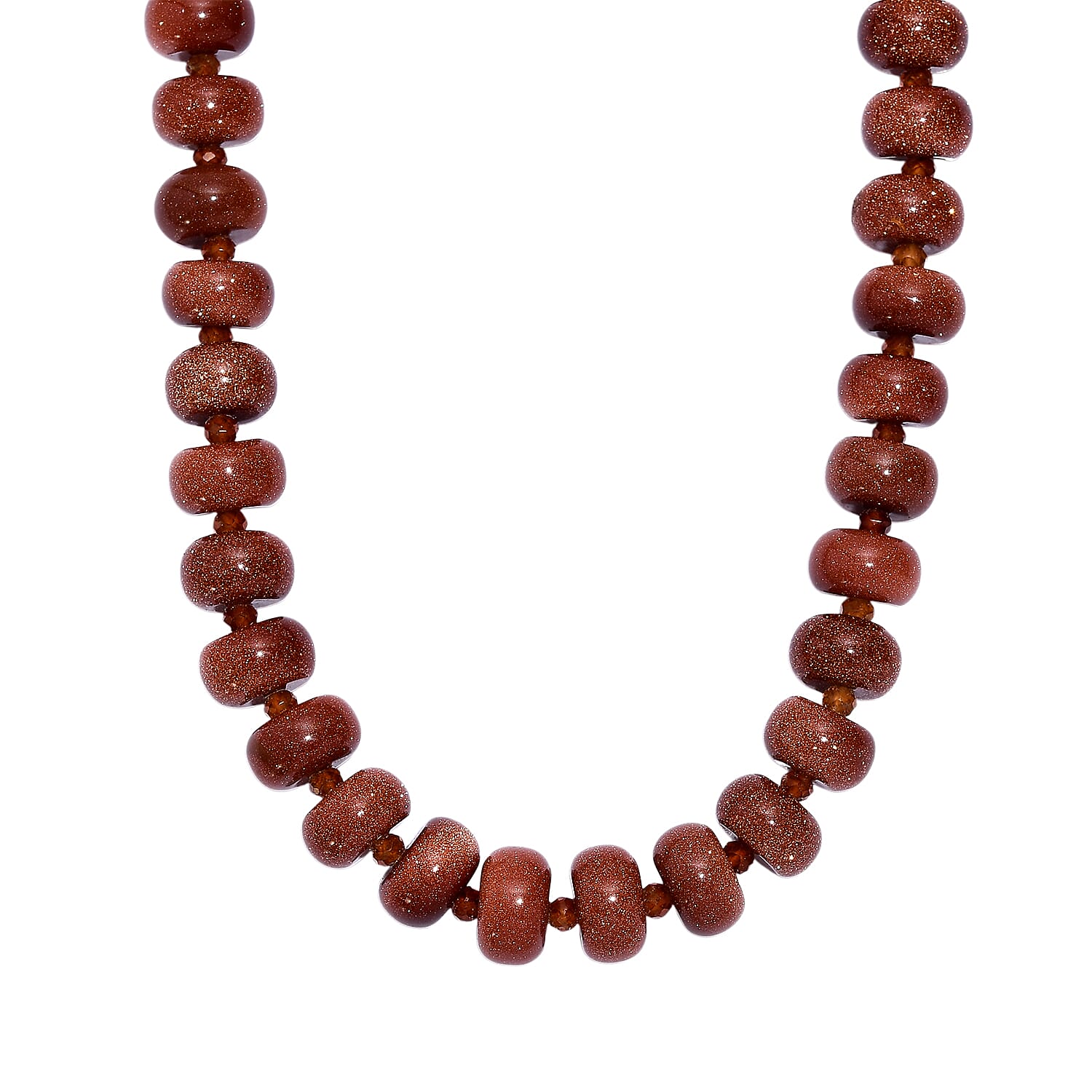 Gold Sandstone & Hessonite Garnet Necklace (Size 20-1 Ext.) with Senorita Clasp 300.00 Ct.