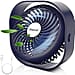 Duoai Mini USB Desk Fan Built in Battery 2000mAh Rechargeable, Portable with 360 Rotation 3 Speeds - Black