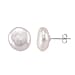 Keshi Pearl Coin Shape Stud Earring with Push Back in Rhodium Overlay Sterling Silver 6.00 Ct.