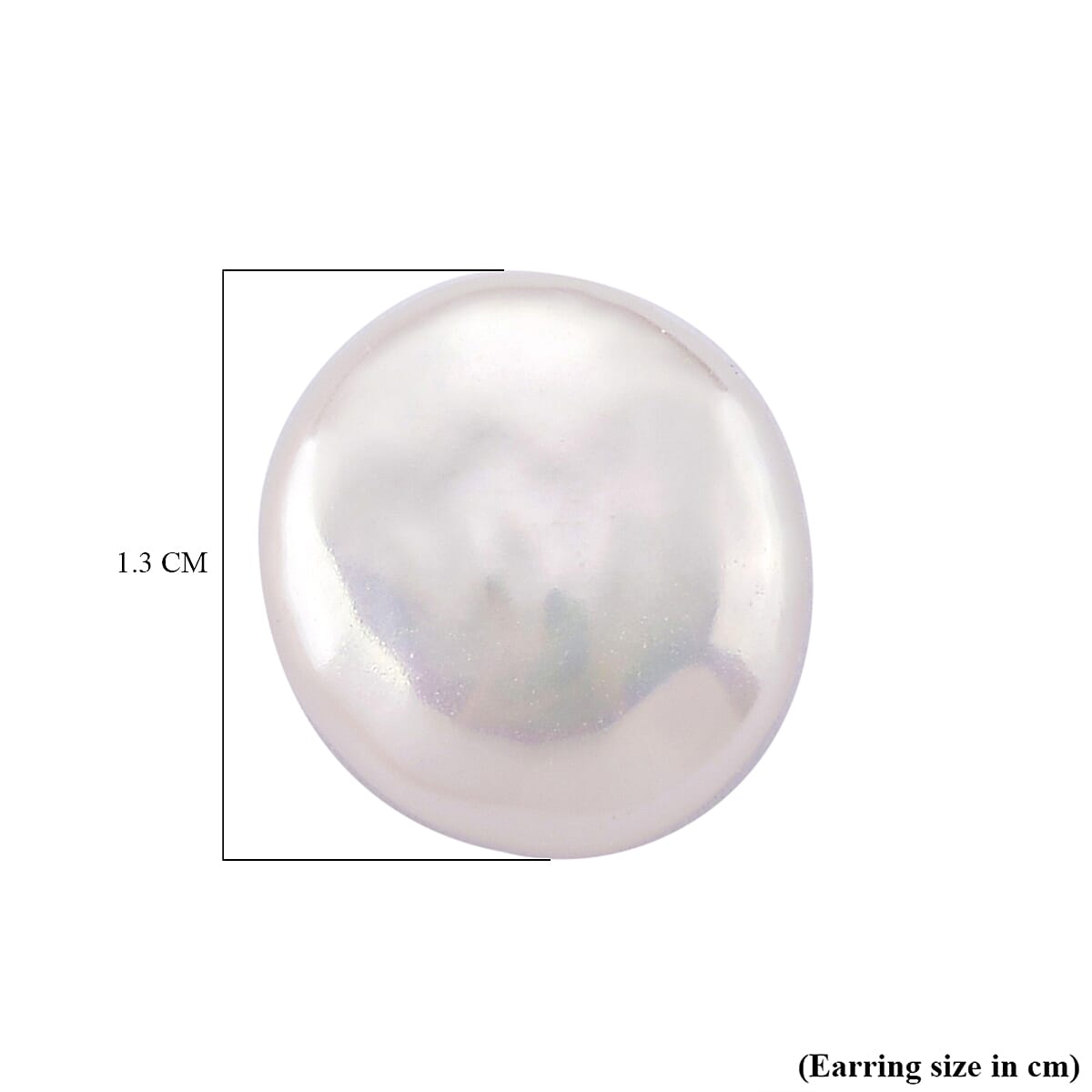 Keshi Pearl Coin Shape Stud Earring with Push Back in Rhodium Overlay Sterling Silver 6.00 Ct.