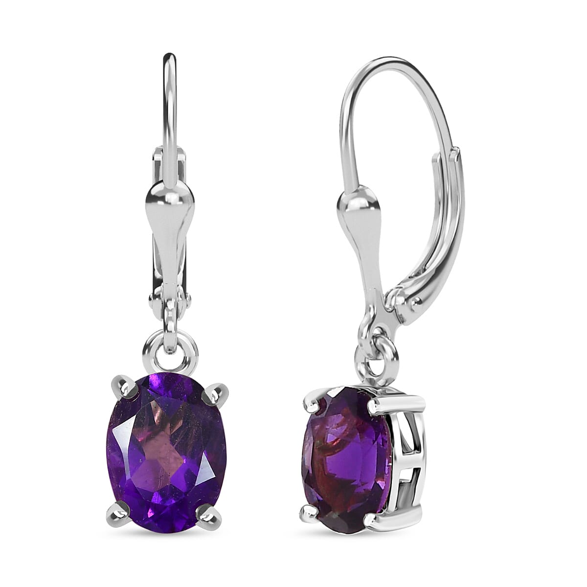 Djoy African Amethyst Solitaire Lever Back Earring in Sterling Silver