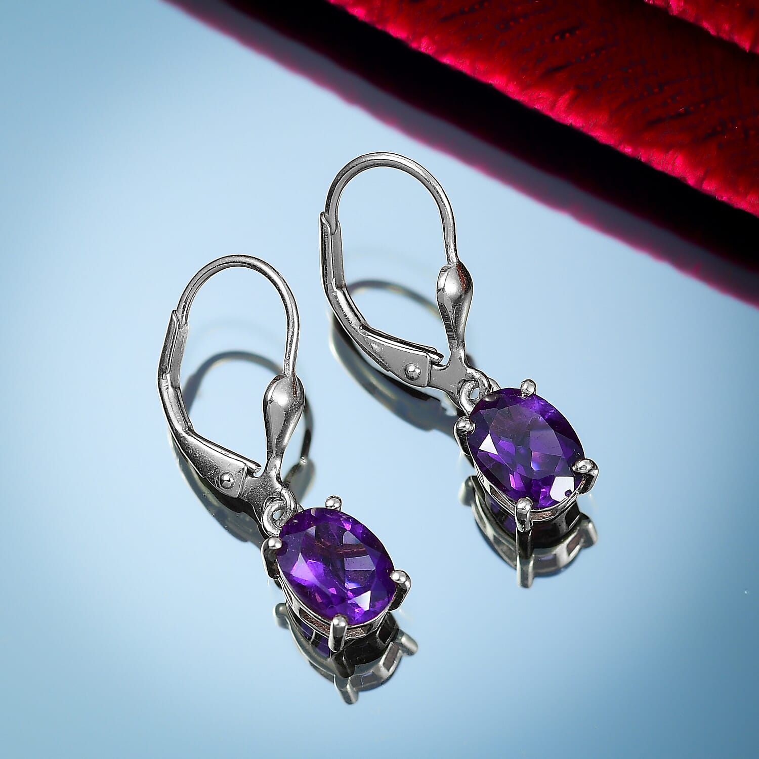 Djoy African Amethyst Solitaire Lever Back Earring in Sterling Silver