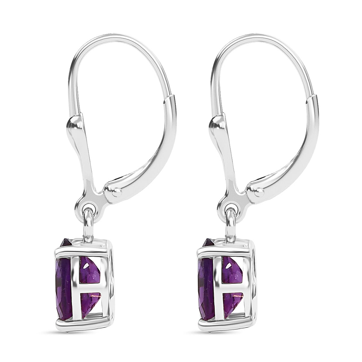 Djoy African Amethyst Solitaire Lever Back Earring in Sterling Silver