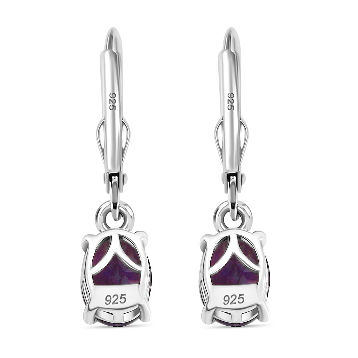Djoy African Amethyst Solitaire Lever Back Earring in Sterling Silver