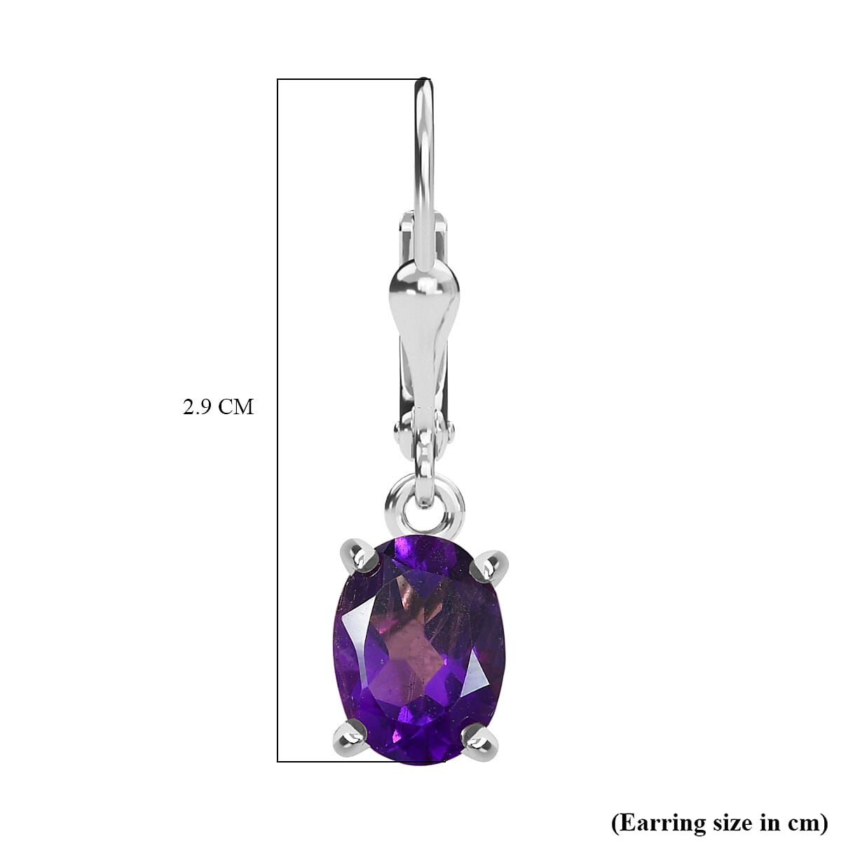 Djoy African Amethyst Solitaire Lever Back Earring in Sterling Silver