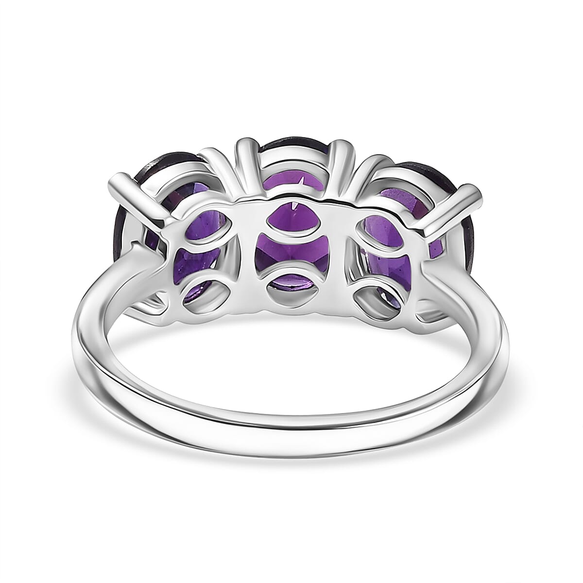 D'joy African Amethyst Ring in Rhodium Overlay Sterling Silver 3.43 Ct.