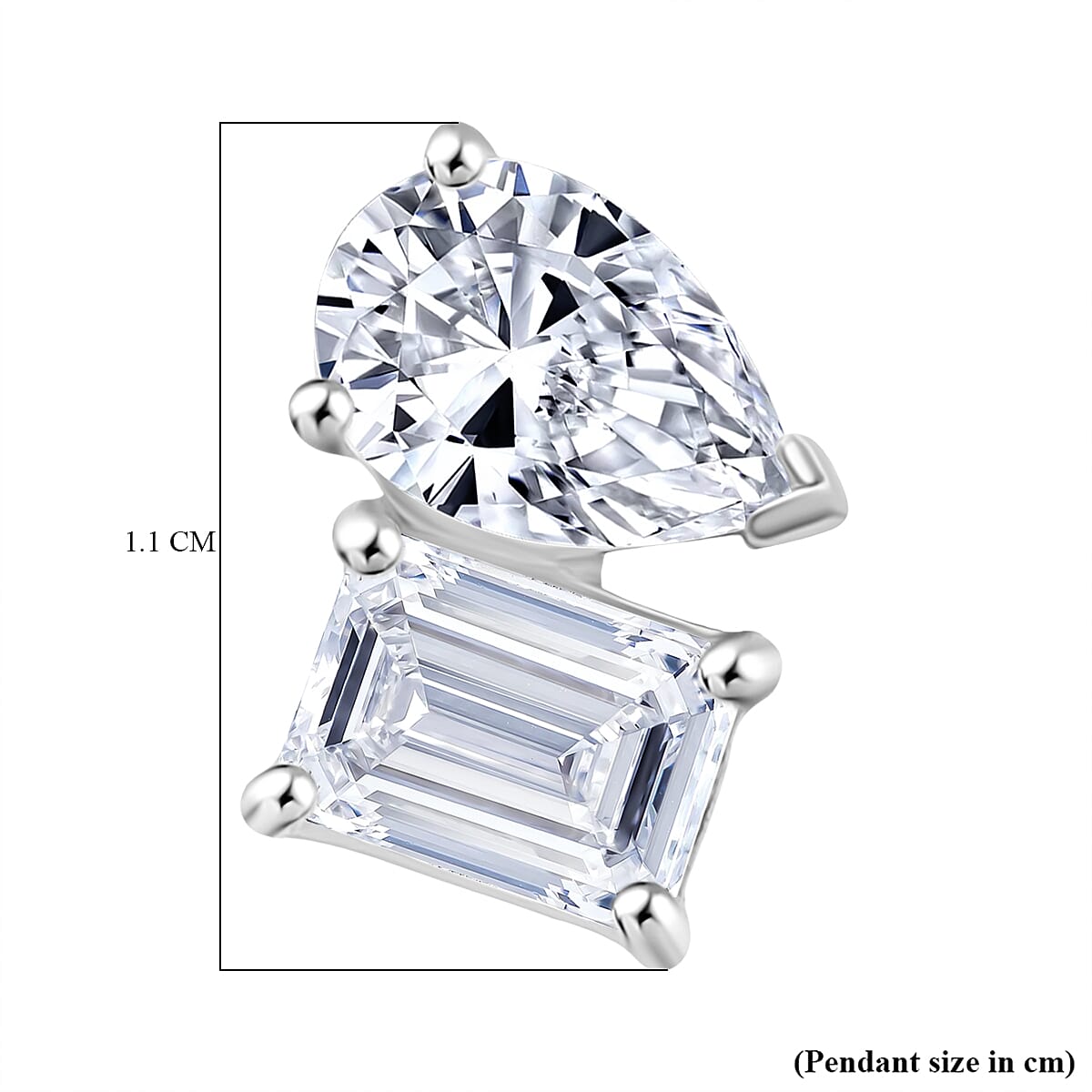 Luxuriant - 9K White Gold SGL Certified (VS-EF) Lab Grown Diamond Emerald & Pear Pendant 1.00 Ct. Luxuriant - 9K White Gold SGL Certified (VS-EF) Lab Grown Diamond Emerald & Pear Pendant 1.00 Ct.