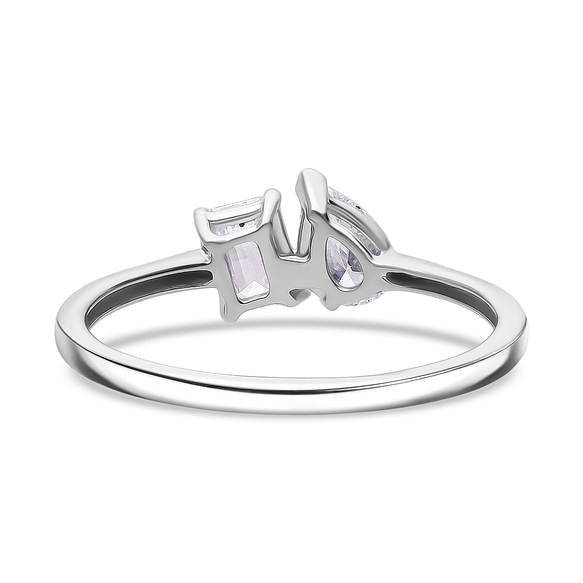 Luxuriant - 9K White Gold SGL Certified Pear & Emerald Cut Lab Grown Diamond (VS-EF) Ring 1.00 Ct.