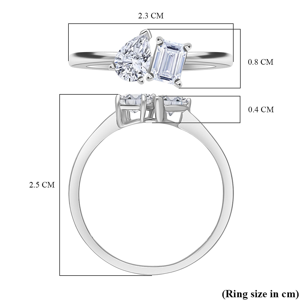 Luxuriant - 9K White Gold SGL Certified Pear & Emerald Cut Lab Grown Diamond (VS-EF) Ring 1.00 Ct.