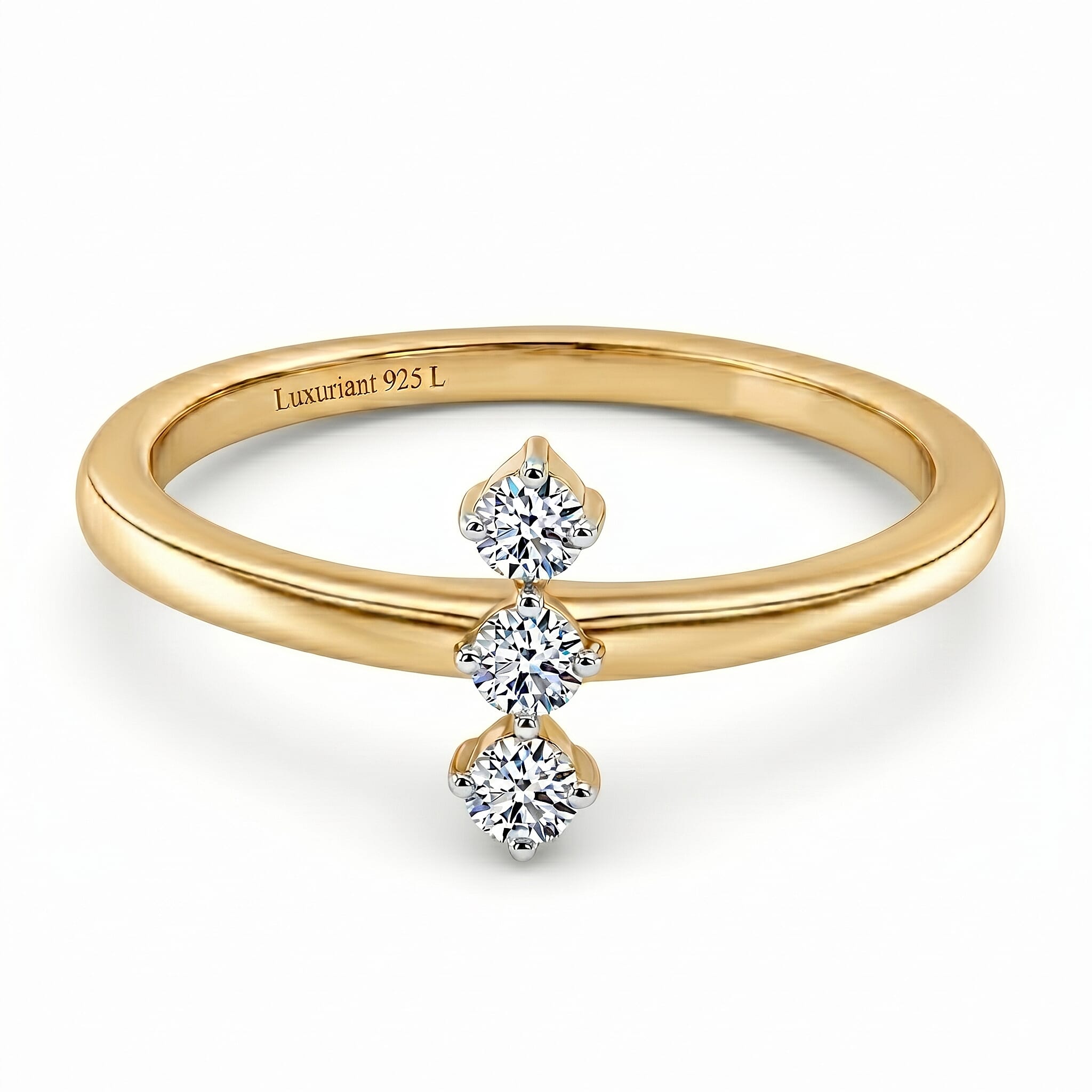 LUXURIANT Lab Grown Diamond 3-Stone (SI-GH) Ring in Sterling Silver