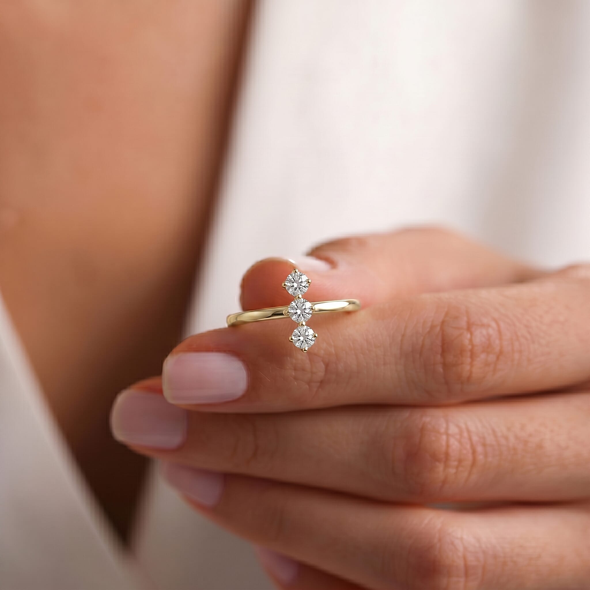 LUXURIANT Lab Grown Diamond 3-Stone (SI-GH) Ring in Sterling Silver