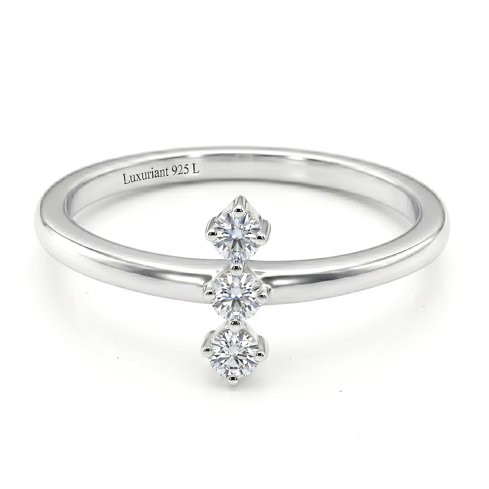 LUXURIANT Lab Grown Diamond 3-Stone (SI-GH) Ring in Sterling Silver