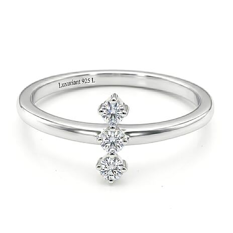 Luxuriant Diamond Lab Grown Diamond (SI-GH) Solitaire Ring in Rhodium Overlay Sterling Silver
