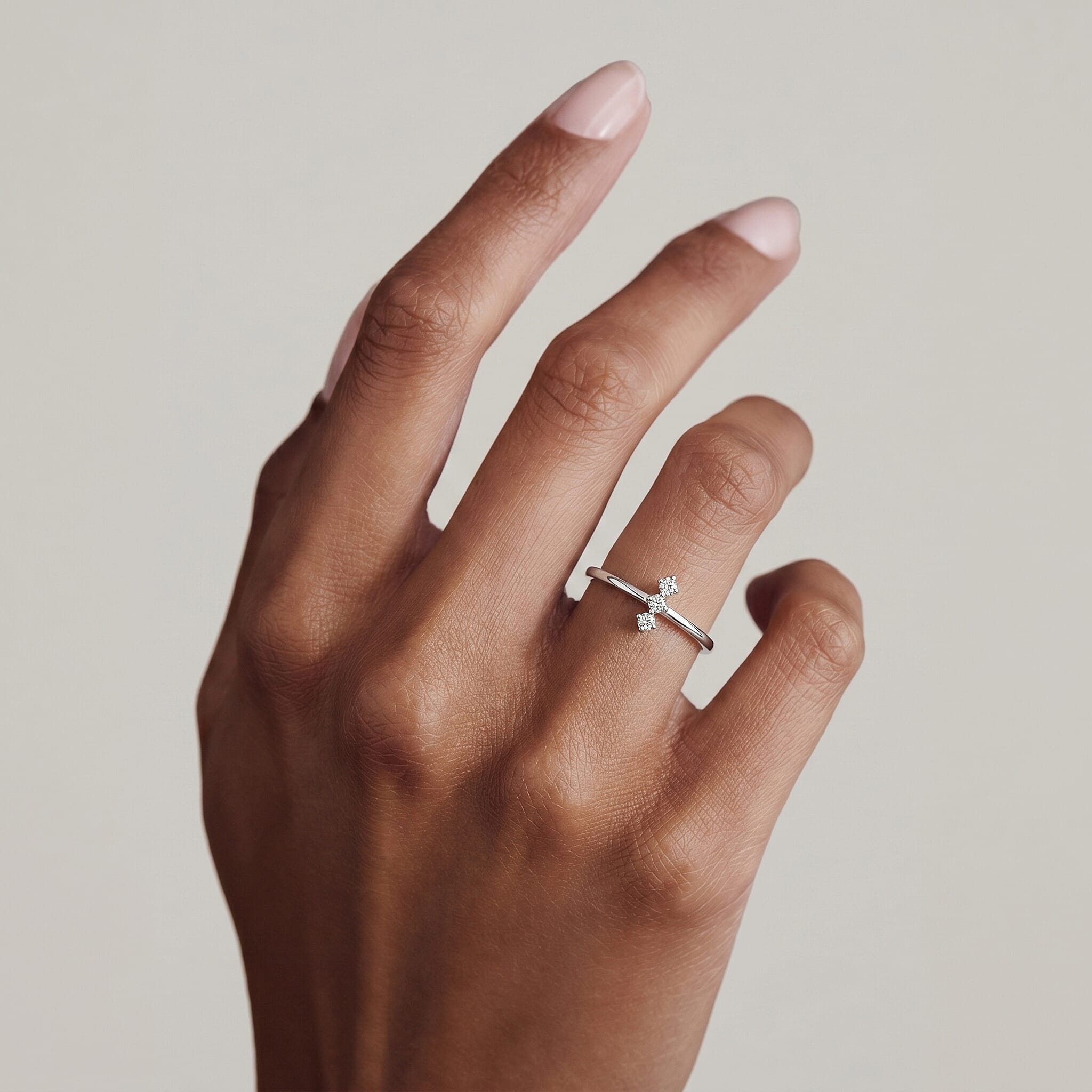 LUXURIANT Lab Grown Diamond 3-Stone (SI-GH) Ring in Sterling Silver