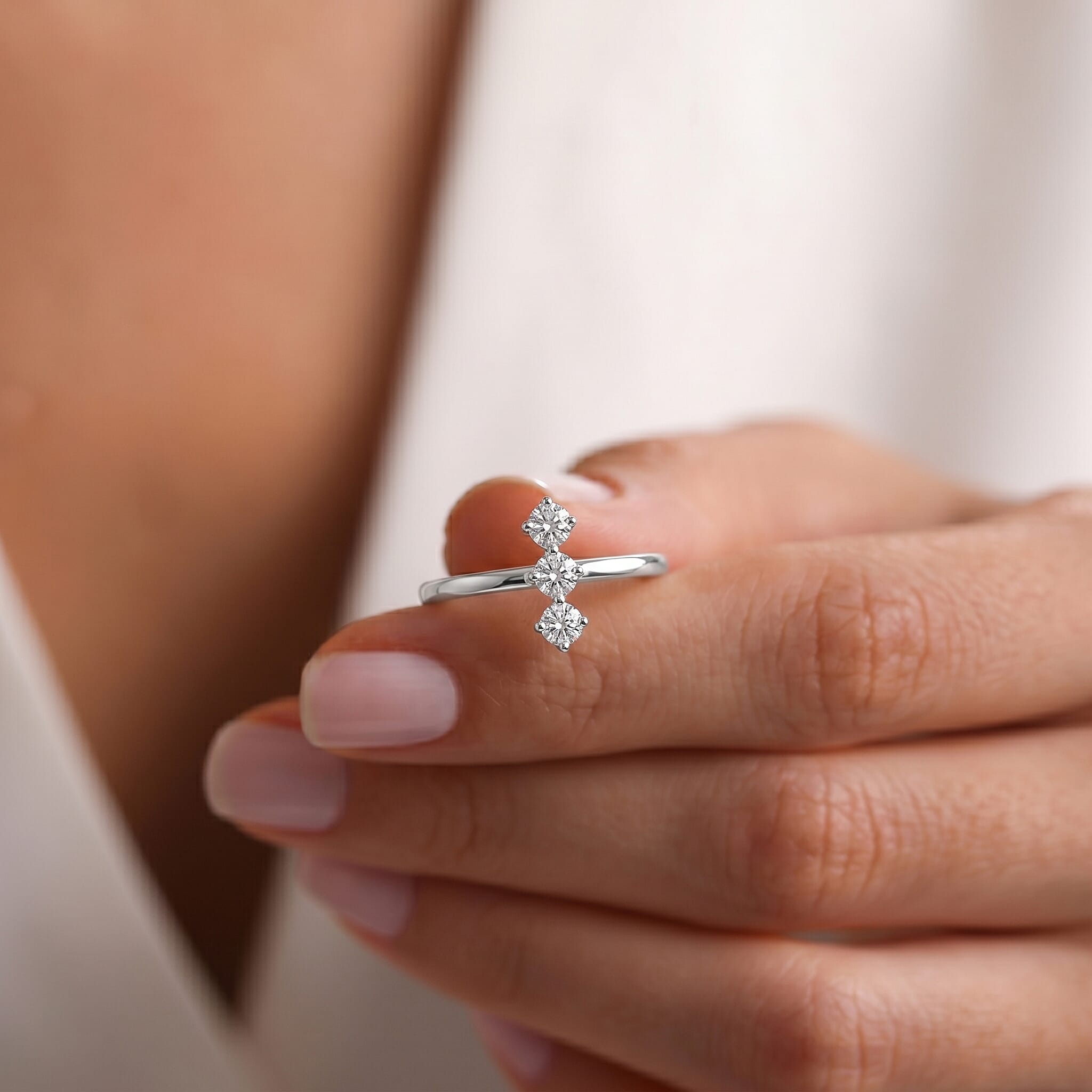 LUXURIANT Lab Grown Diamond 3-Stone (SI-GH) Ring in Sterling Silver