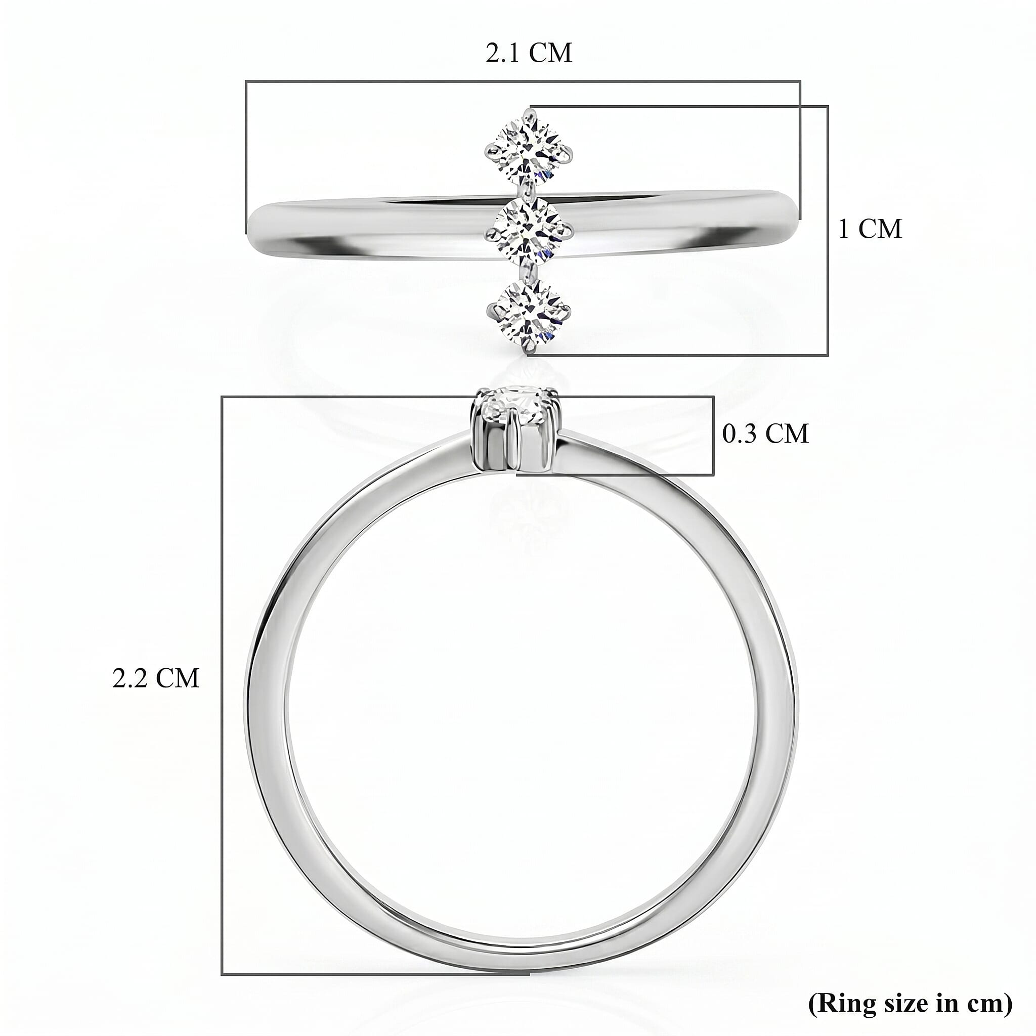 LUXURIANT Lab Grown Diamond 3-Stone (SI-GH) Ring in Sterling Silver