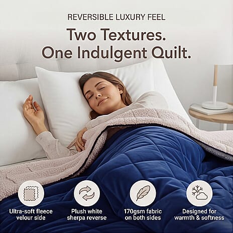 BLACK FRIDAY WEEKEND SPECIAL - Hush Haven Luxury Reversible 7 Layer Weighted Quilt - Size King - Navy - ( Approx 7 Kg )