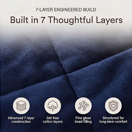 BLACK FRIDAY WEEKEND SPECIAL - Hush Haven Luxury Reversible 7 Layer Weighted Quilt - Size King - Navy - ( Approx 7 Kg )