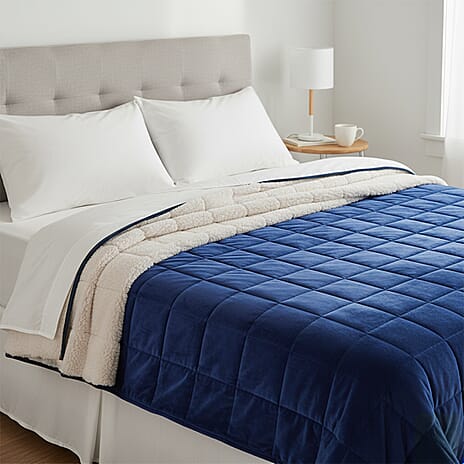 BLACK FRIDAY WEEKEND SPECIAL - Hush Haven Luxury Reversible 7 Layer Weighted Quilt - Size King - Navy - ( Approx 7 Kg )