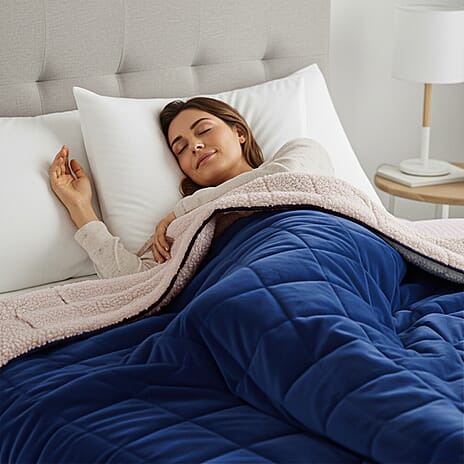 BLACK FRIDAY WEEKEND SPECIAL - Hush Haven Luxury Reversible 7 Layer Weighted Quilt - Size King - Navy - ( Approx 7 Kg )