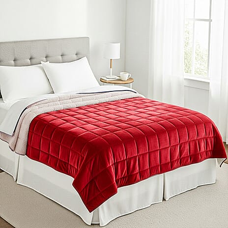 BLACK FRIDAY WEEKEND SPECIAL - Hush Haven Luxury Reversible 7 Layer Weighted Quilt - Size King - Red - ( Approx 7 Kg )