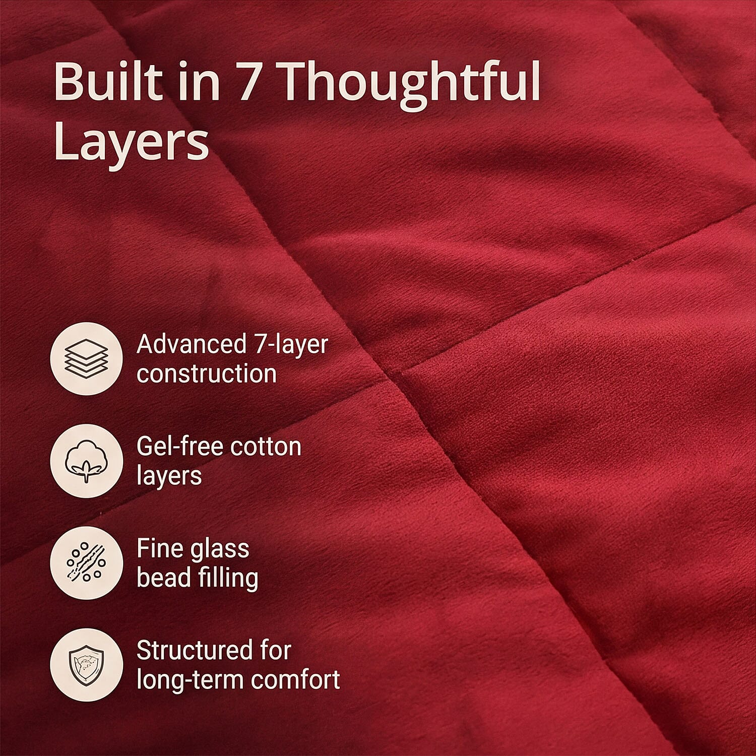 BLACK FRIDAY WEEKEND SPECIAL - Hush Haven Luxury Reversible 7 Layer Weighted Quilt - Size King - Red - ( Approx 7 Kg )