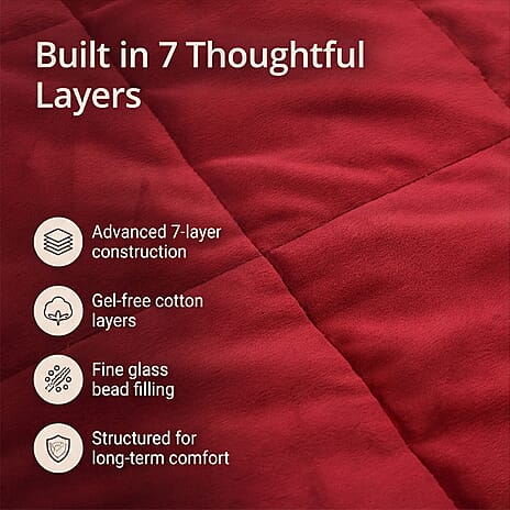 BLACK FRIDAY WEEKEND SPECIAL - Hush Haven Luxury Reversible 7 Layer Weighted Quilt - Size King - Red - ( Approx 7 Kg )