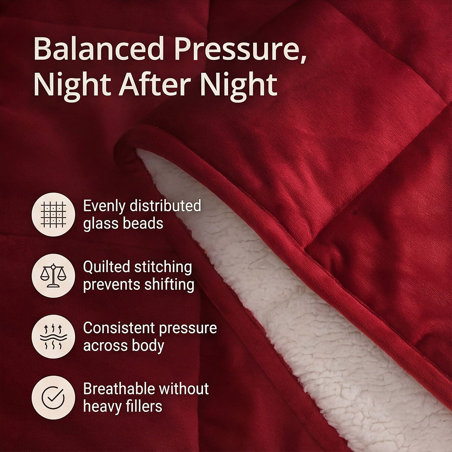 BLACK FRIDAY WEEKEND SPECIAL - Hush Haven Luxury Reversible 7 Layer Weighted Quilt - Size King - Red - ( Approx 7 Kg )