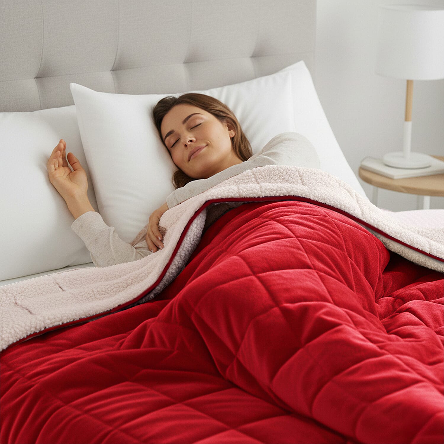 BLACK FRIDAY WEEKEND SPECIAL - Hush Haven Luxury Reversible 7 Layer Weighted Quilt - Size King - Red - ( Approx 7 Kg )