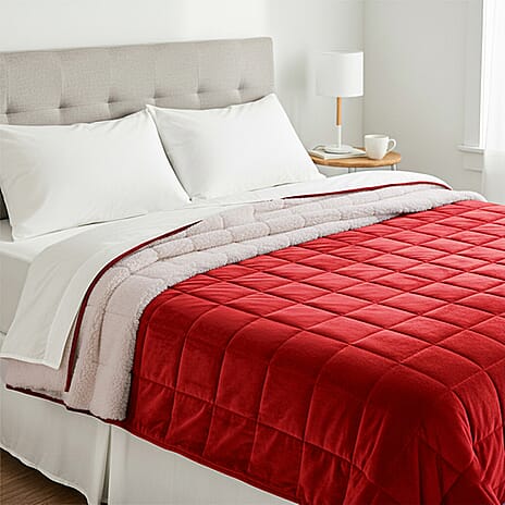 BLACK FRIDAY WEEKEND SPECIAL - Hush Haven Luxury Reversible 7 Layer Weighted Quilt - Size King - Red - ( Approx 7 Kg )