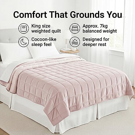 Hush Haven Luxury Reversible 7 Layer Weighted Quilt - Size King - Cream - ( Approx 7 Kg )