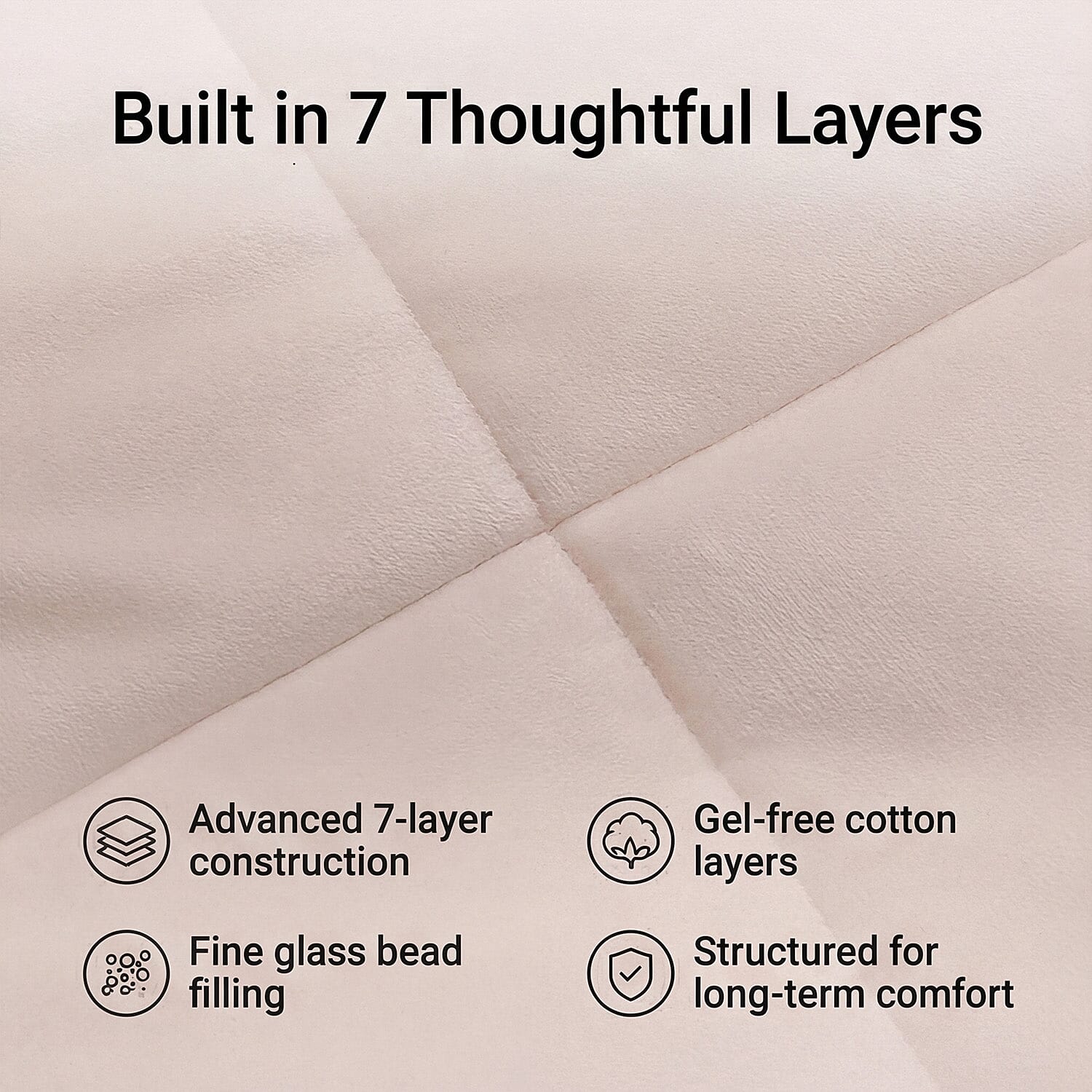 Hush Haven Luxury Reversible 7 Layer Weighted Quilt - Size King - Cream - ( Approx 7 Kg )
