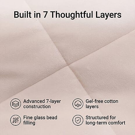 Hush Haven Luxury Reversible 7 Layer Weighted Quilt - Size King - Cream - ( Approx 7 Kg )