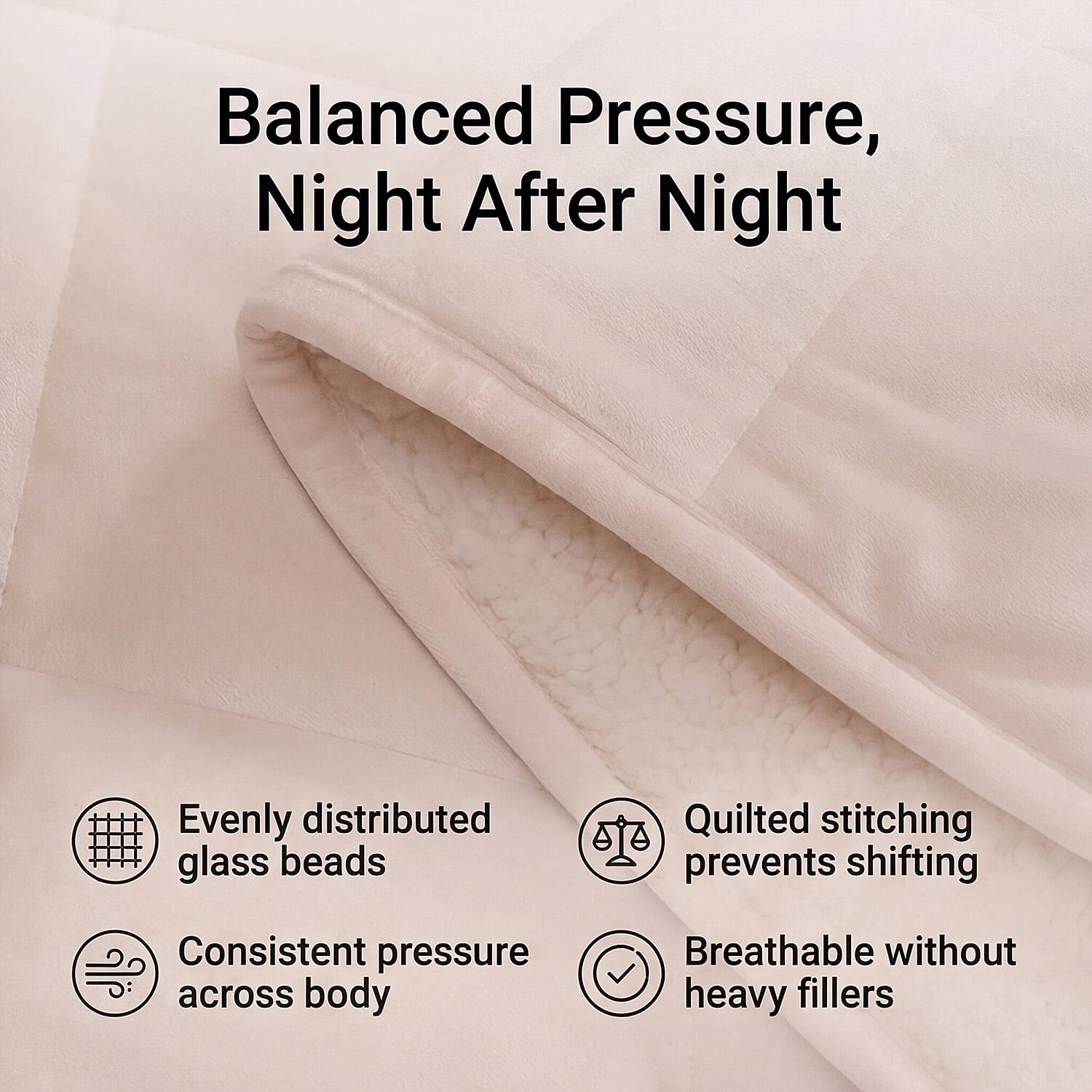 Hush Haven Luxury Reversible 7 Layer Weighted Quilt - Size King - Cream - ( Approx 7 Kg )