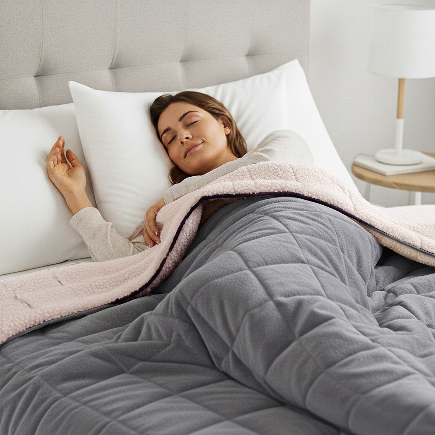 BLACK FRIDAY WEEKEND SPECIAL - Hush Haven Luxury Reversible 7 Layer Weighted Quilt - Size King - Grey - ( Approx 7kg )