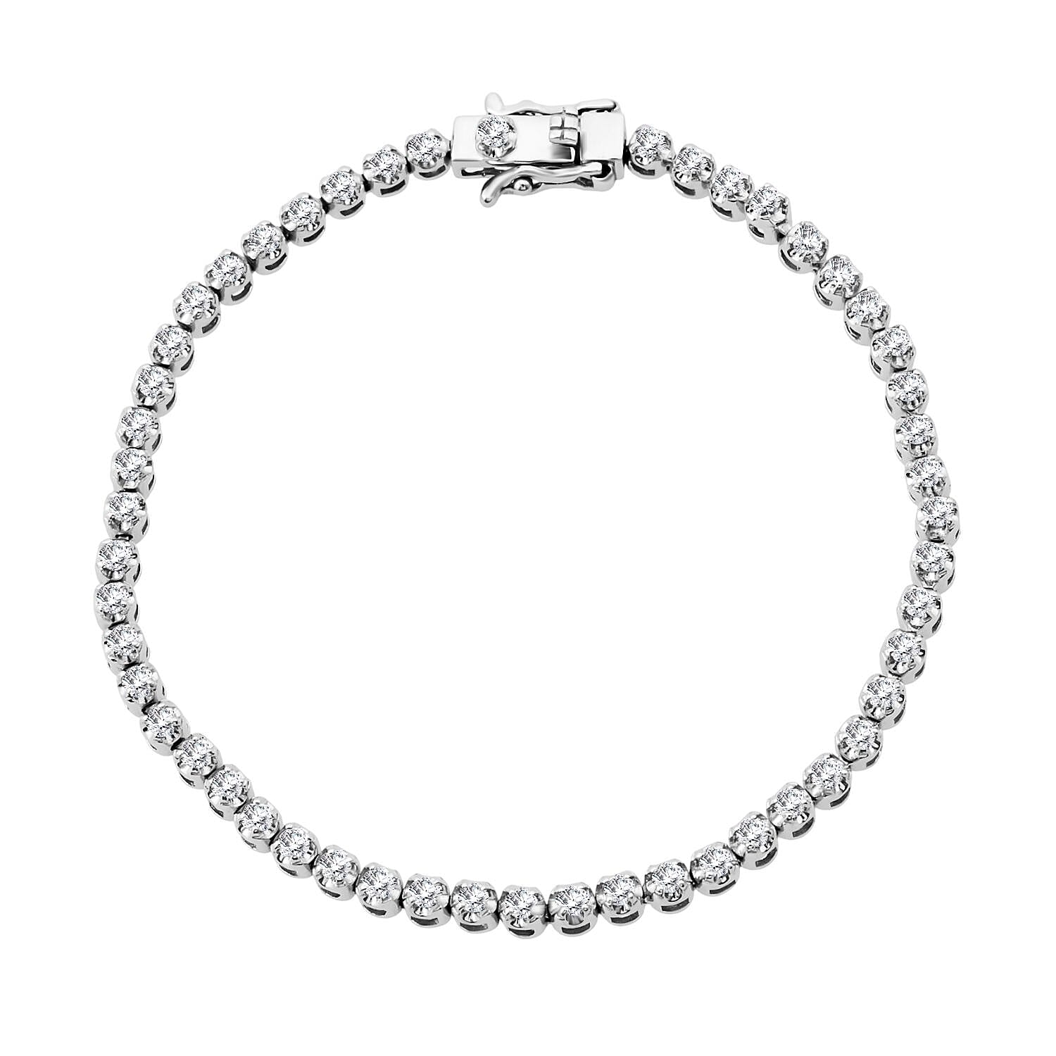 OTO- Luxuriant Lab Grown Diamond SI-GH Bracelet (Size - 7.5) in Rhodium Overlay Sterling Silver 2.00 Ct