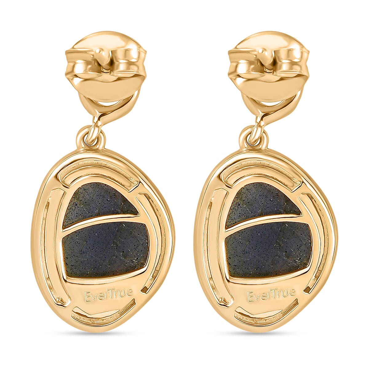 AAA Natural Labradorite Solitaire Stud Push Back Earring in Yellow Gold Plating 6.88 Ct.