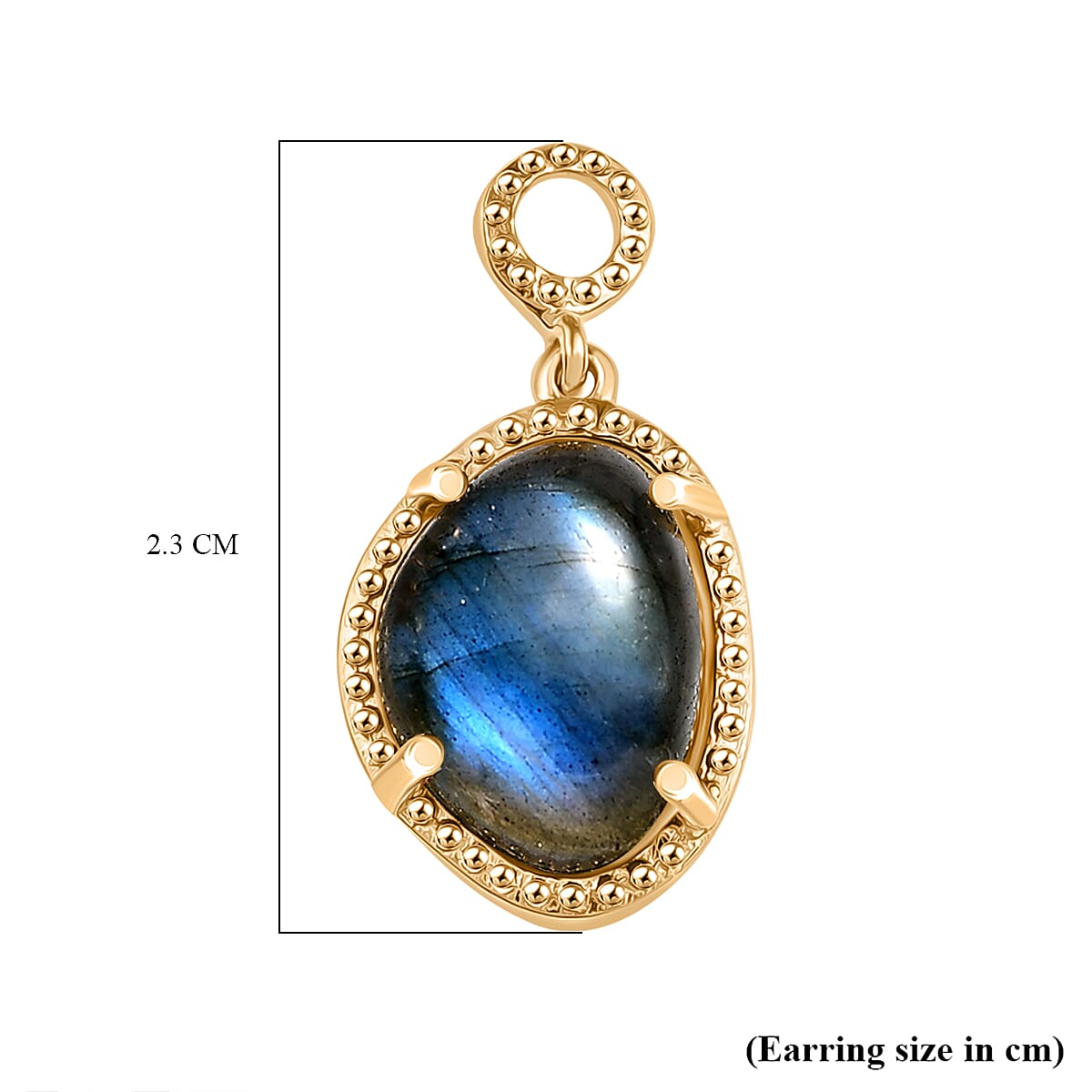 AAA Natural Labradorite Solitaire Stud Push Back Earring in Yellow Gold Plating 6.88 Ct.