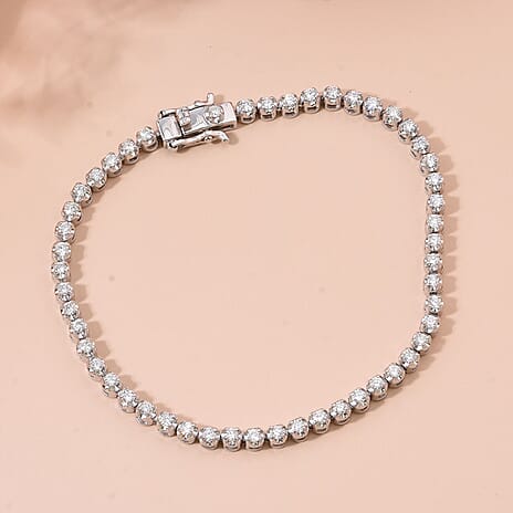 OTO- Luxuriant  Lab Grown Diamond SI-GH Bracelet (Size - 8) in Rhodium Overlay Sterling Silver 2.00 Ct