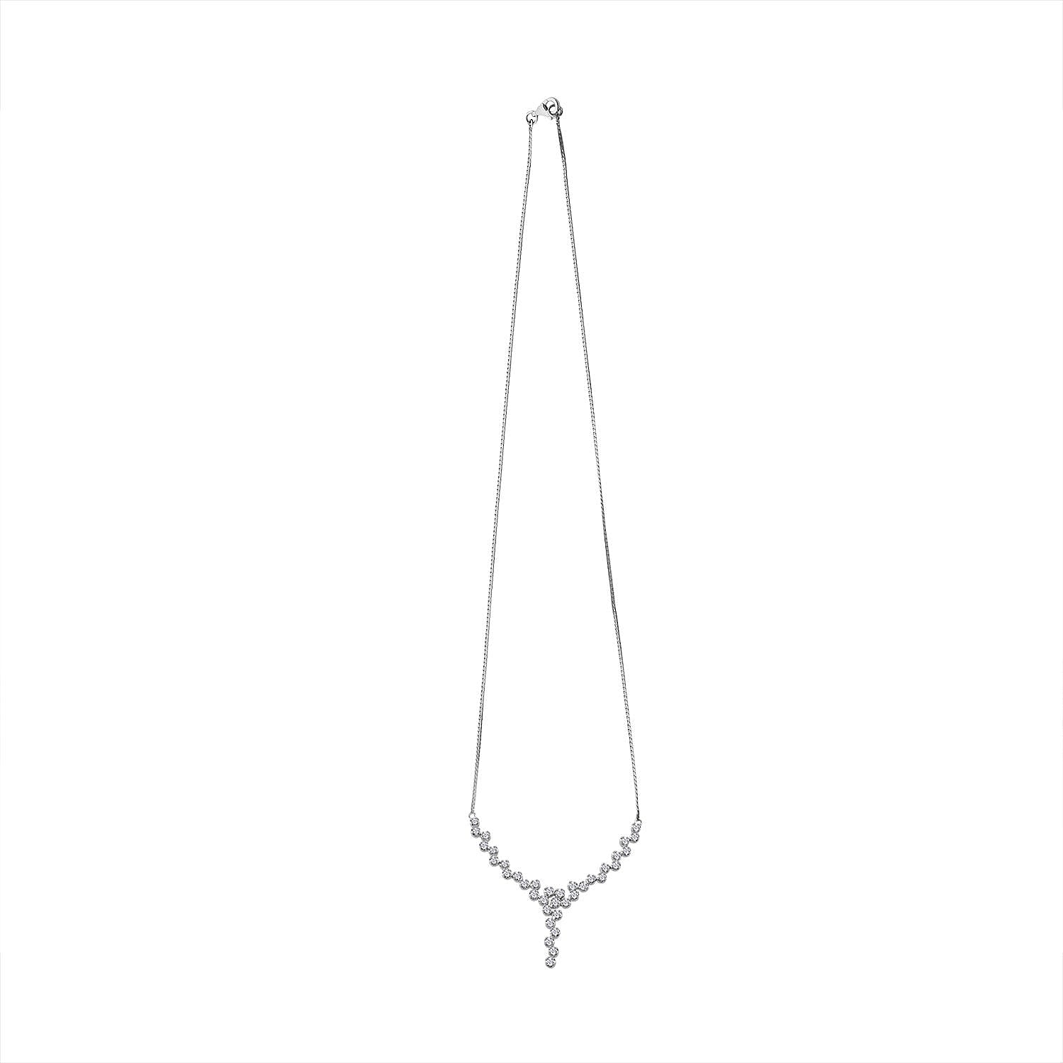 Luxuriant Red Carpet Collection - Lab Grown Diamond (SI-GH) Bubble Necklace (Size 18) in Rhodium Overlay Sterling Silver 1.50 Ct, Silver Wt. 6.90 Gms.