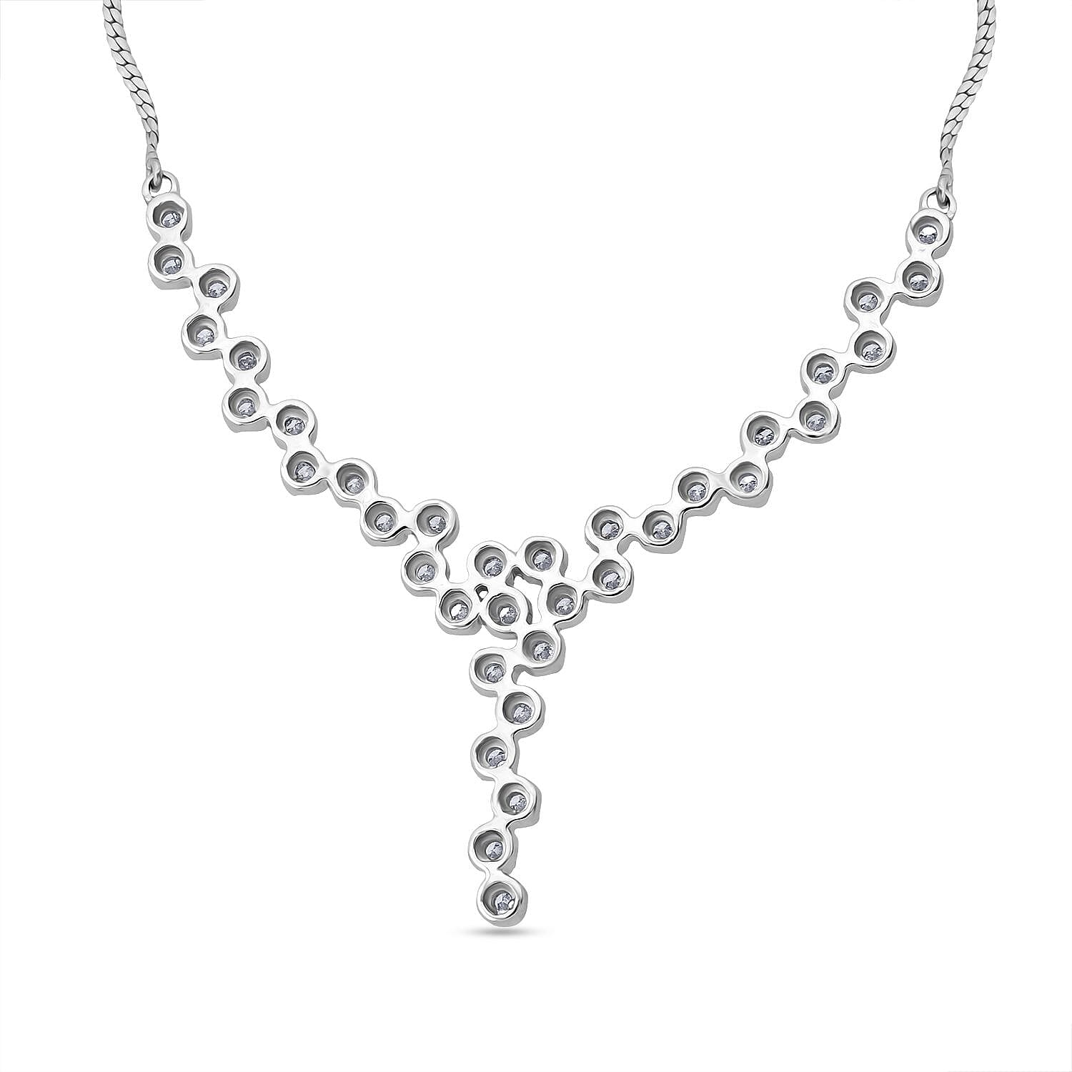 Luxuriant Red Carpet Collection - Lab Grown Diamond (SI-GH) Bubble Necklace (Size 18) in Rhodium Overlay Sterling Silver 1.50 Ct, Silver Wt. 6.90 Gms.