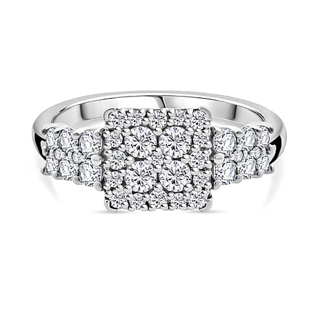 Designer Inpsired- Lab Grown Diamond (SI-GH) Ring in Rhodium Overlay Sterling Silver 1.00 Ct.