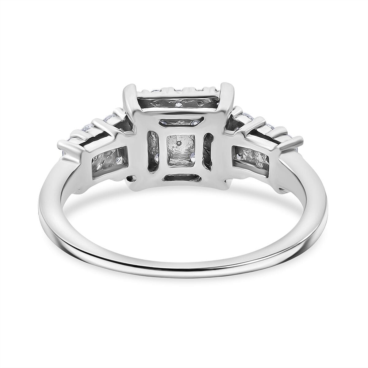 Designer Inpsired- Lab Grown Diamond (SI-GH) Ring in Rhodium Overlay Sterling Silver 1.00 Ct.