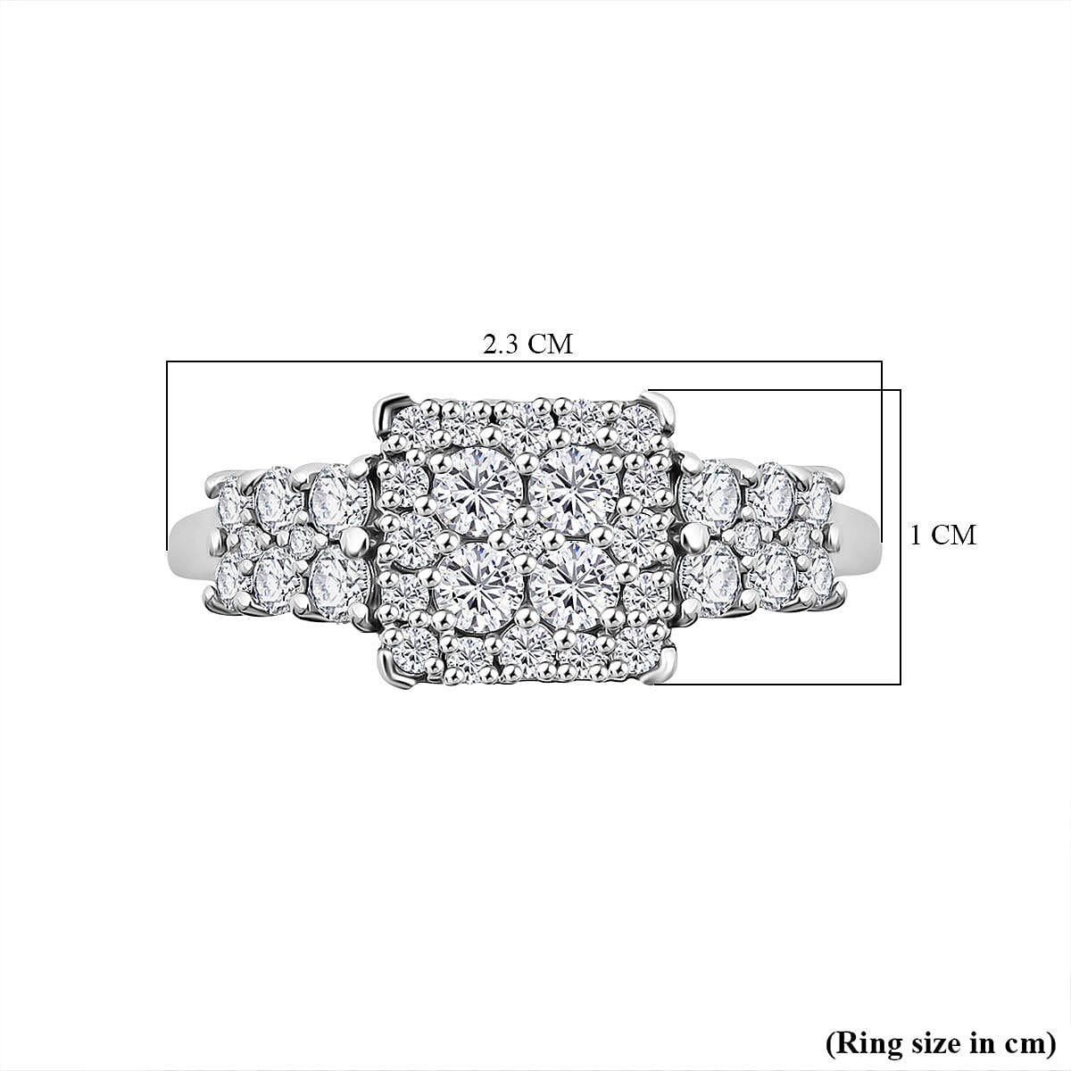 Designer Inpsired- Lab Grown Diamond (SI-GH) Ring in Rhodium Overlay Sterling Silver 1.00 Ct.
