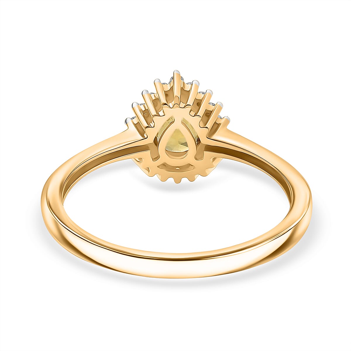 Luxuriant 9K Yellow Gold AAA Yellow Sapphire & Lab Grown Diamond (SI-GH) Ring